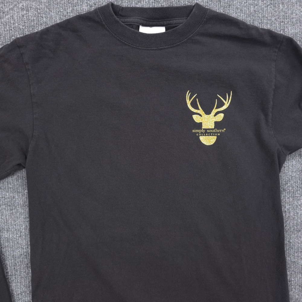 Simply Southern Collection T Shirt Mens Small Regular Black‎ Camo Deer Logo